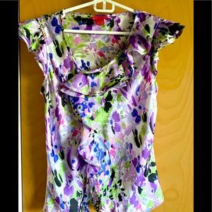 Sunny Leigh Floral Flutter Short Sleeved Blouse